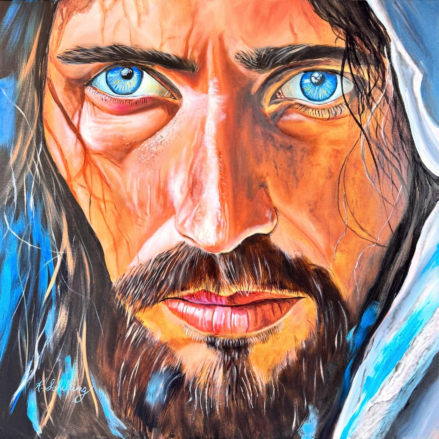 Ethereal Blue Eyes: Pearlescent Print