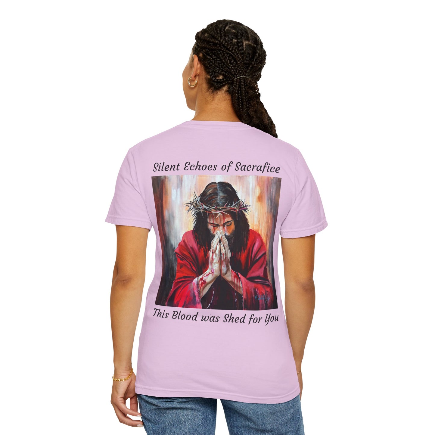 Jesus Prayer T-Shirt — "Silent Echos of Sacrafice: Blood Shed for You" Christian Graphic Tee