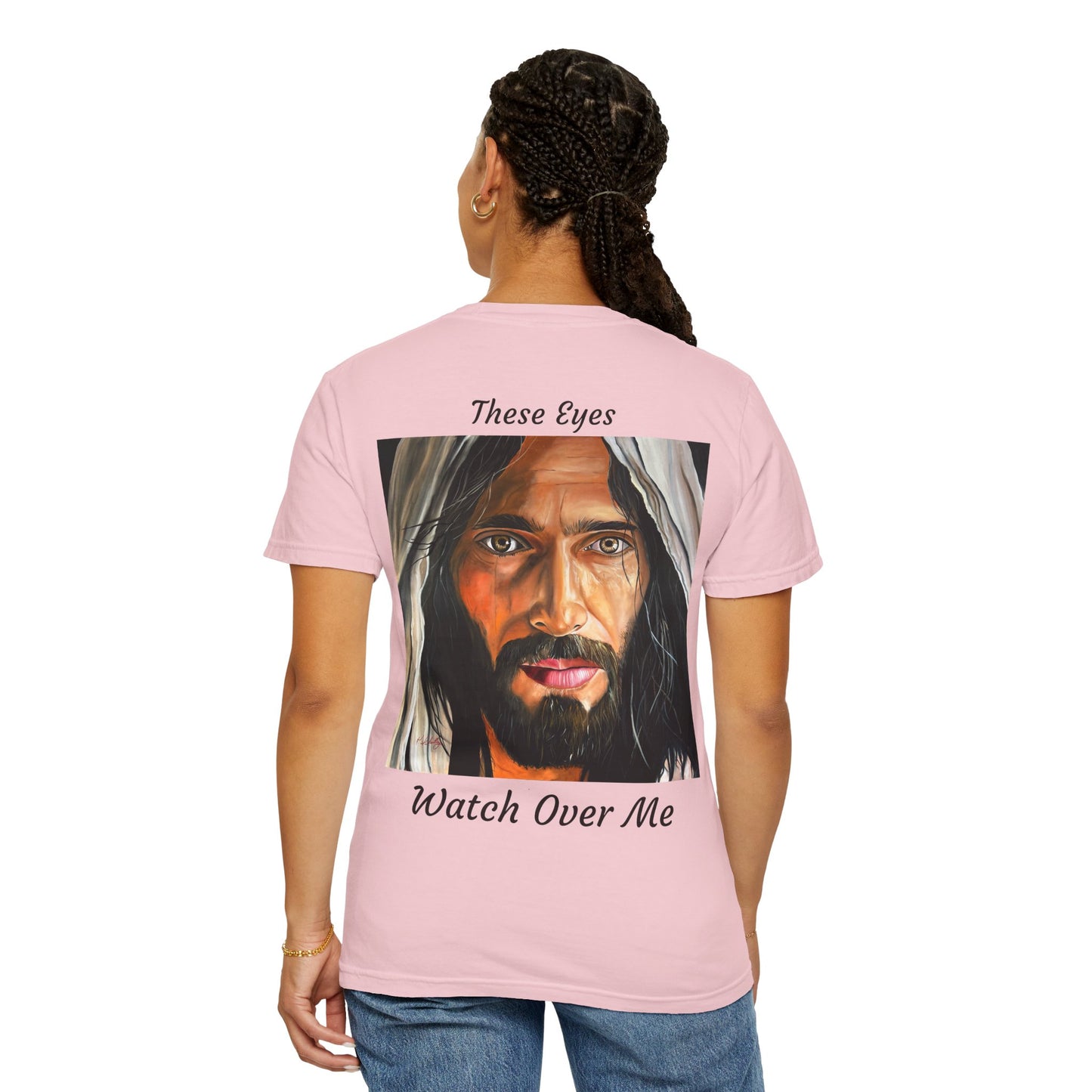 Jesus Portrait T-Shirt — "These Eyes Watch Over Me" Spiritual Graphic Tee