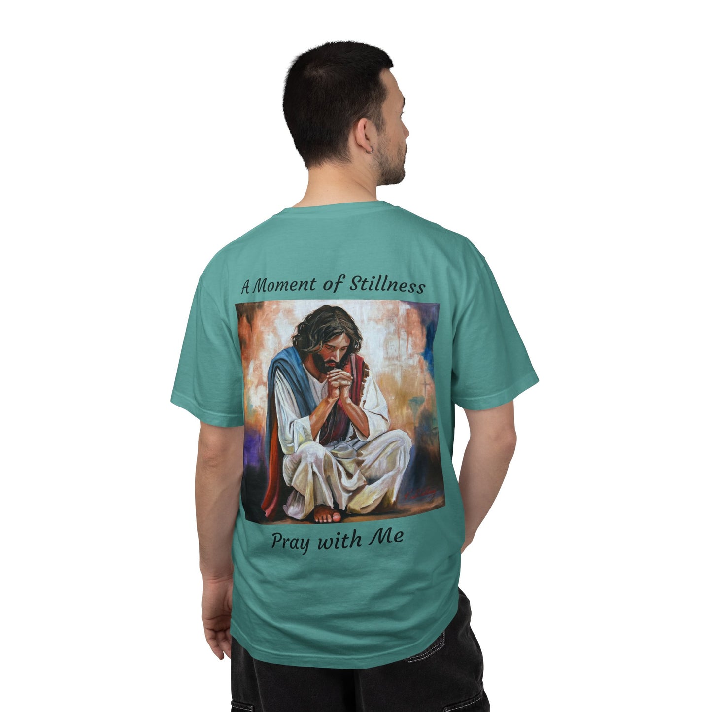 Christian Prayer T-Shirt — "A Moment of Stillness" Religious Graphic Tee