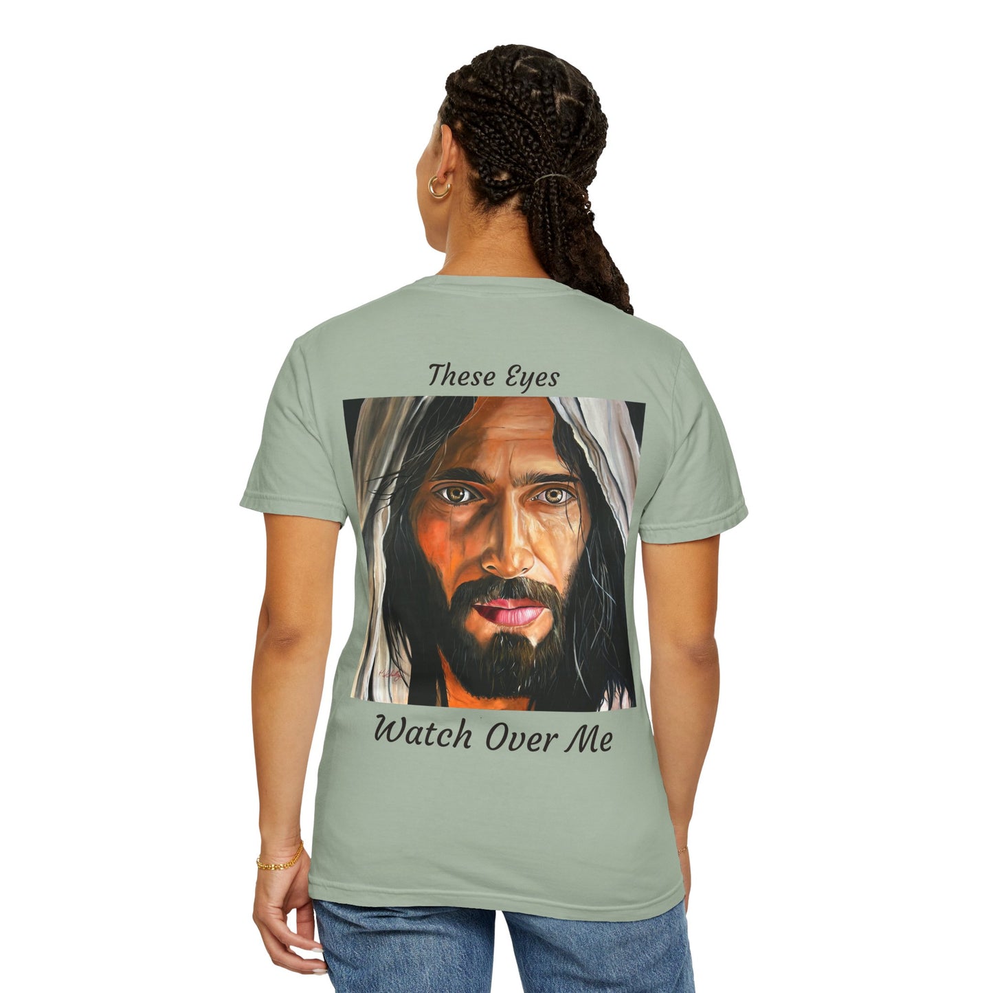 Jesus Portrait T-Shirt — "These Eyes Watch Over Me" Spiritual Graphic Tee