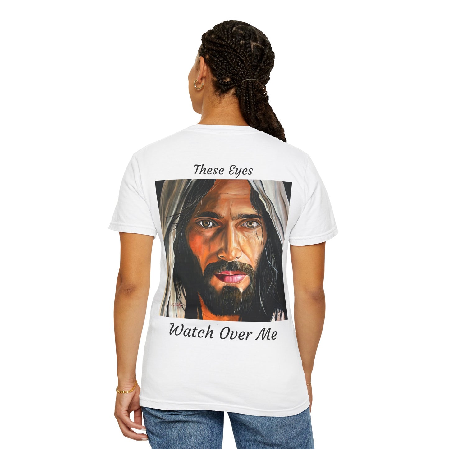 Jesus Portrait T-Shirt — "These Eyes Watch Over Me" Spiritual Graphic Tee