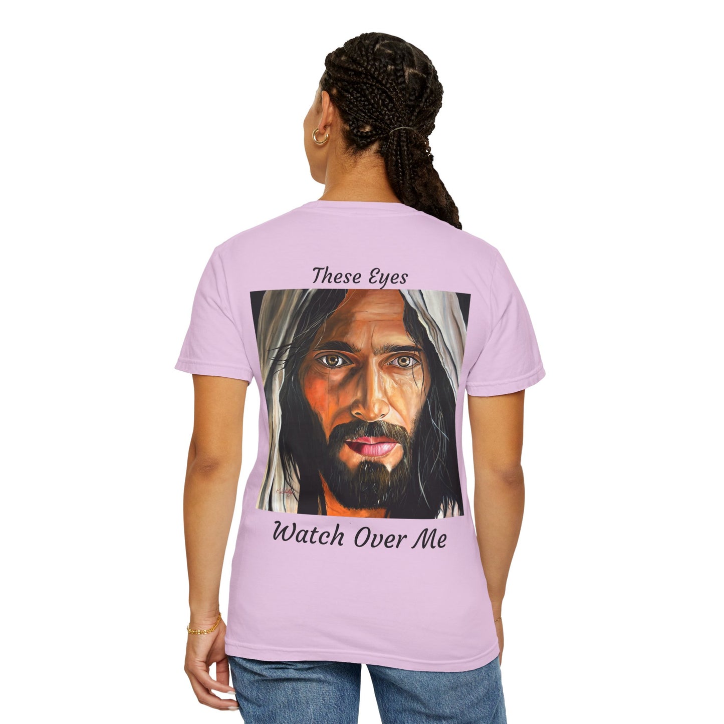 Jesus Portrait T-Shirt — "These Eyes Watch Over Me" Spiritual Graphic Tee