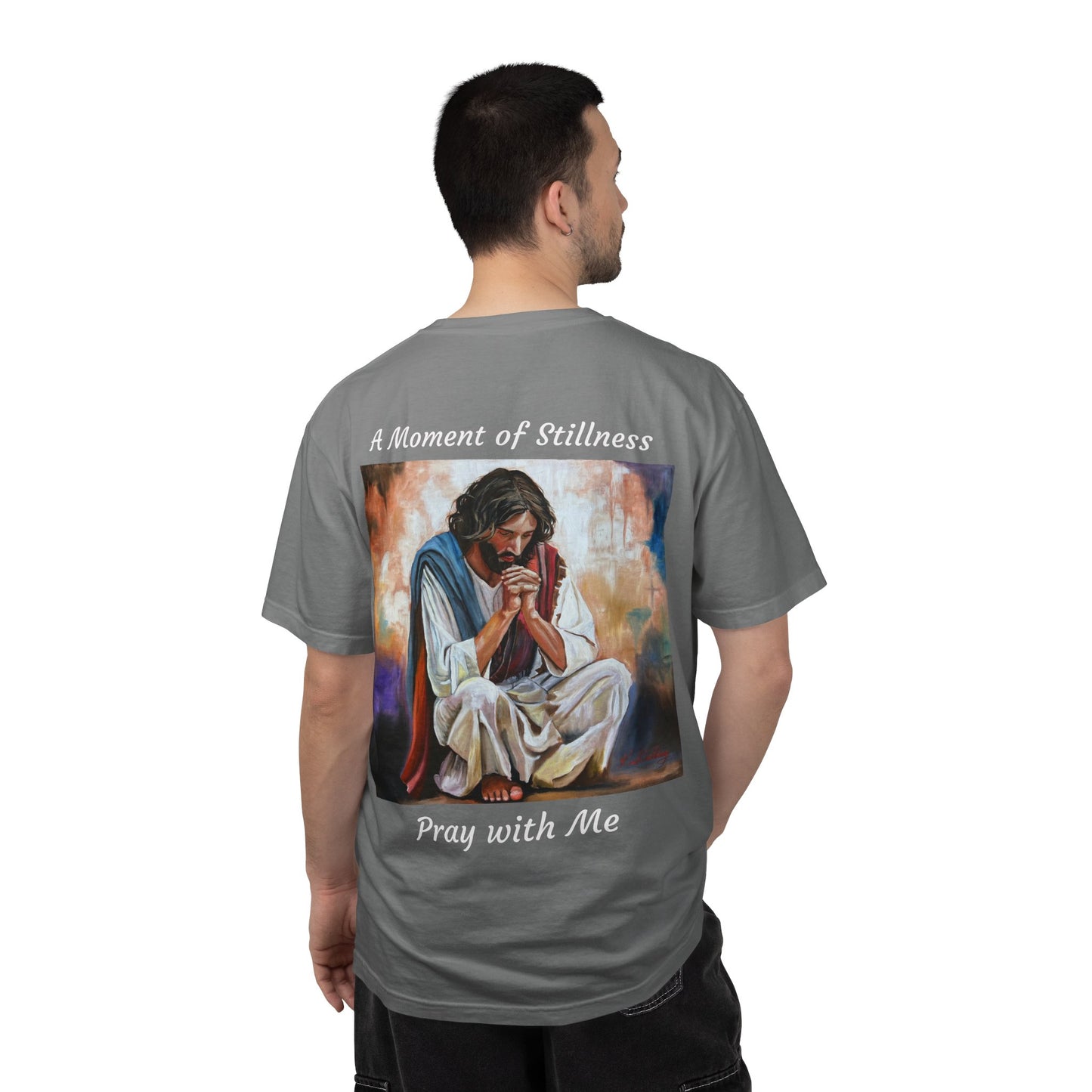 Christian Prayer T-Shirt — "A Moment of Stillness" Religious Graphic Tee