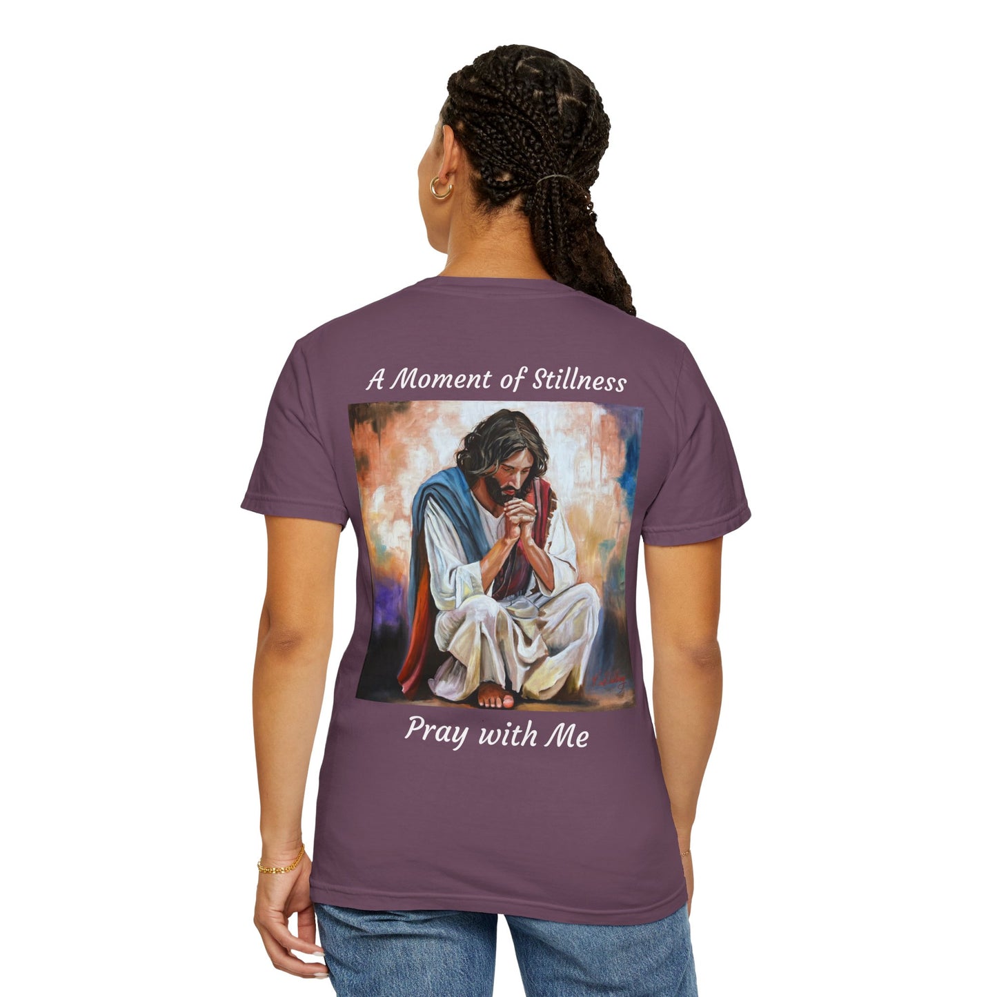 Christian Prayer T-Shirt — "A Moment of Stillness" Religious Graphic Tee
