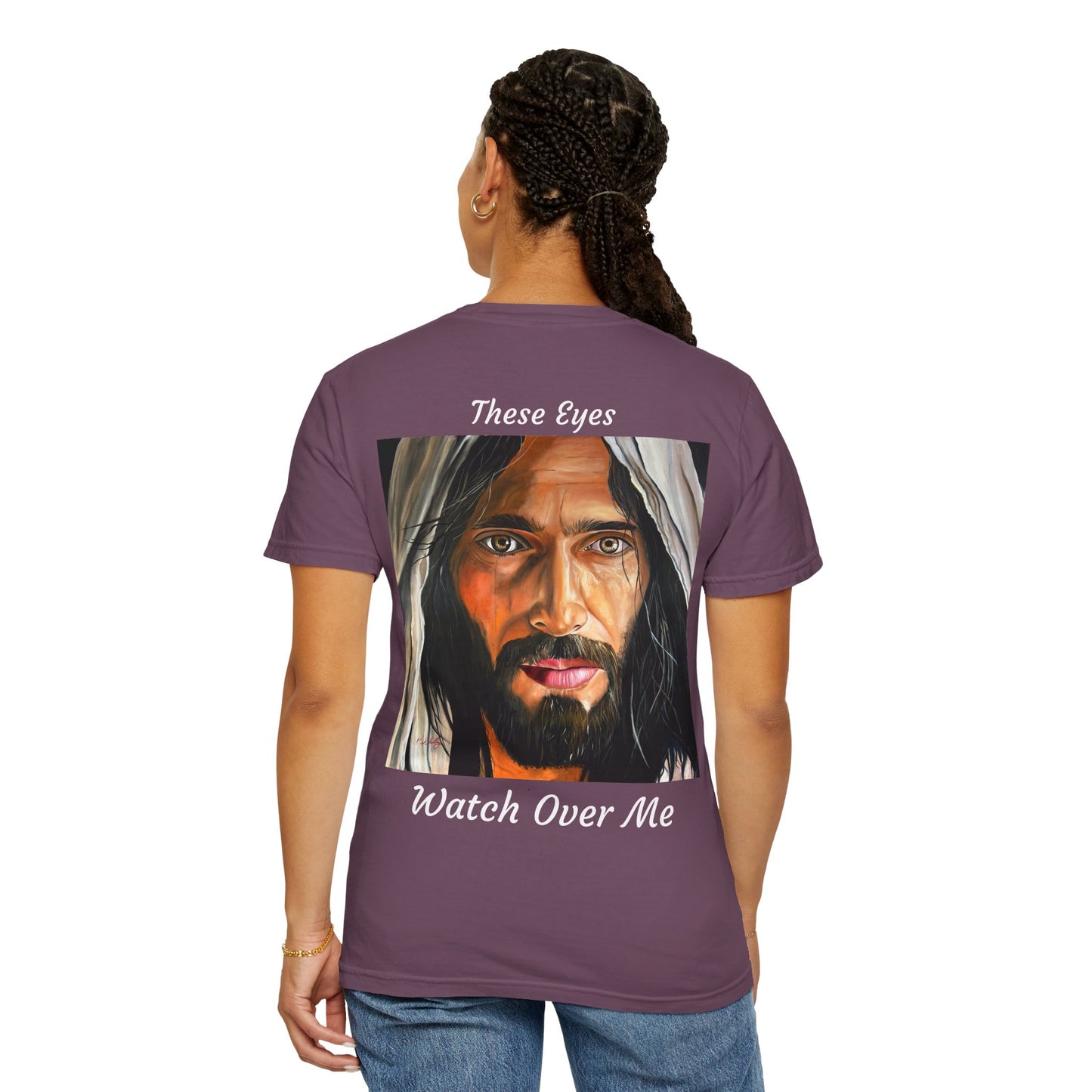 Jesus Portrait T-Shirt — "These Eyes Watch Over Me" Spiritual Graphic Tee