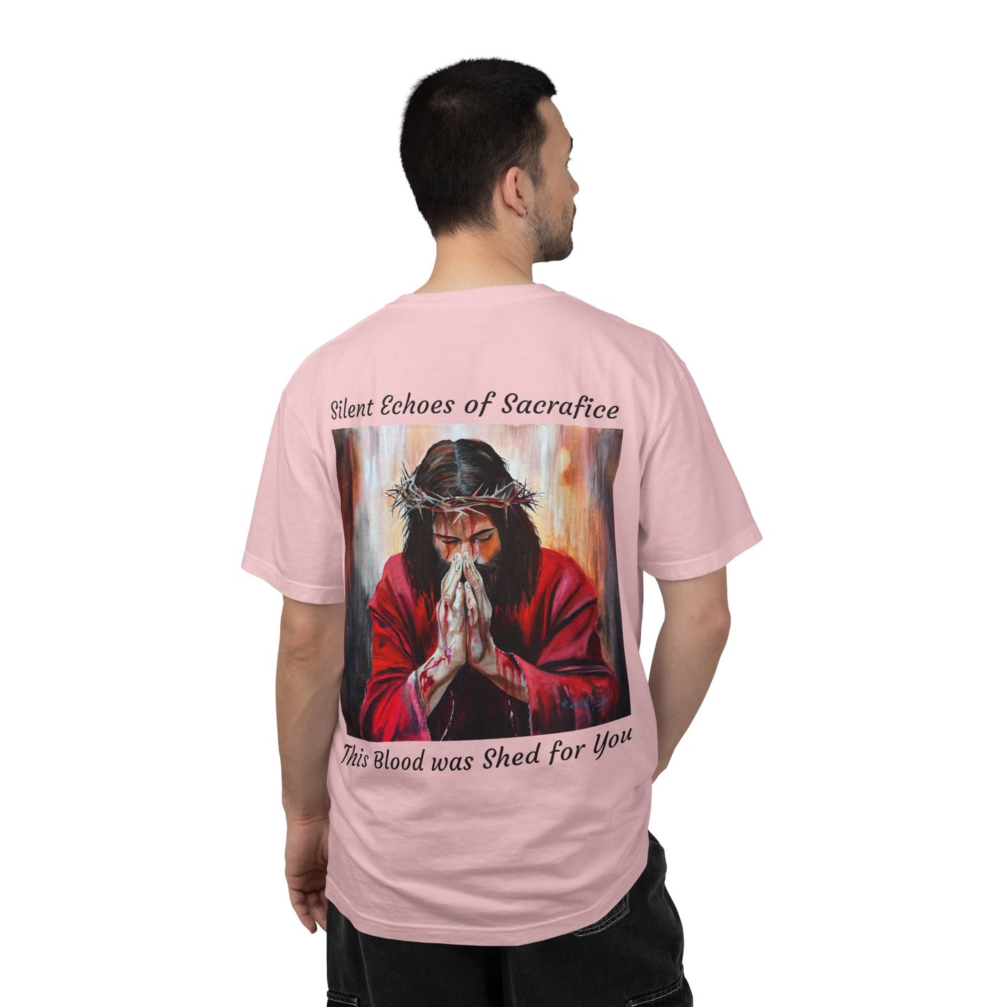 Jesus Prayer T-Shirt — "Silent Echos of Sacrafice: Blood Shed for You" Christian Graphic Tee