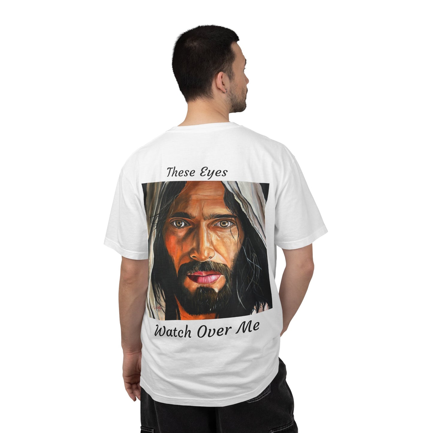 Jesus Portrait T-Shirt — "These Eyes Watch Over Me" Spiritual Graphic Tee