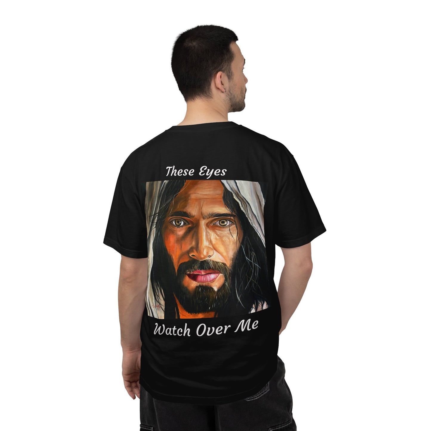 Jesus Portrait T-Shirt — "These Eyes Watch Over Me" Spiritual Graphic Tee