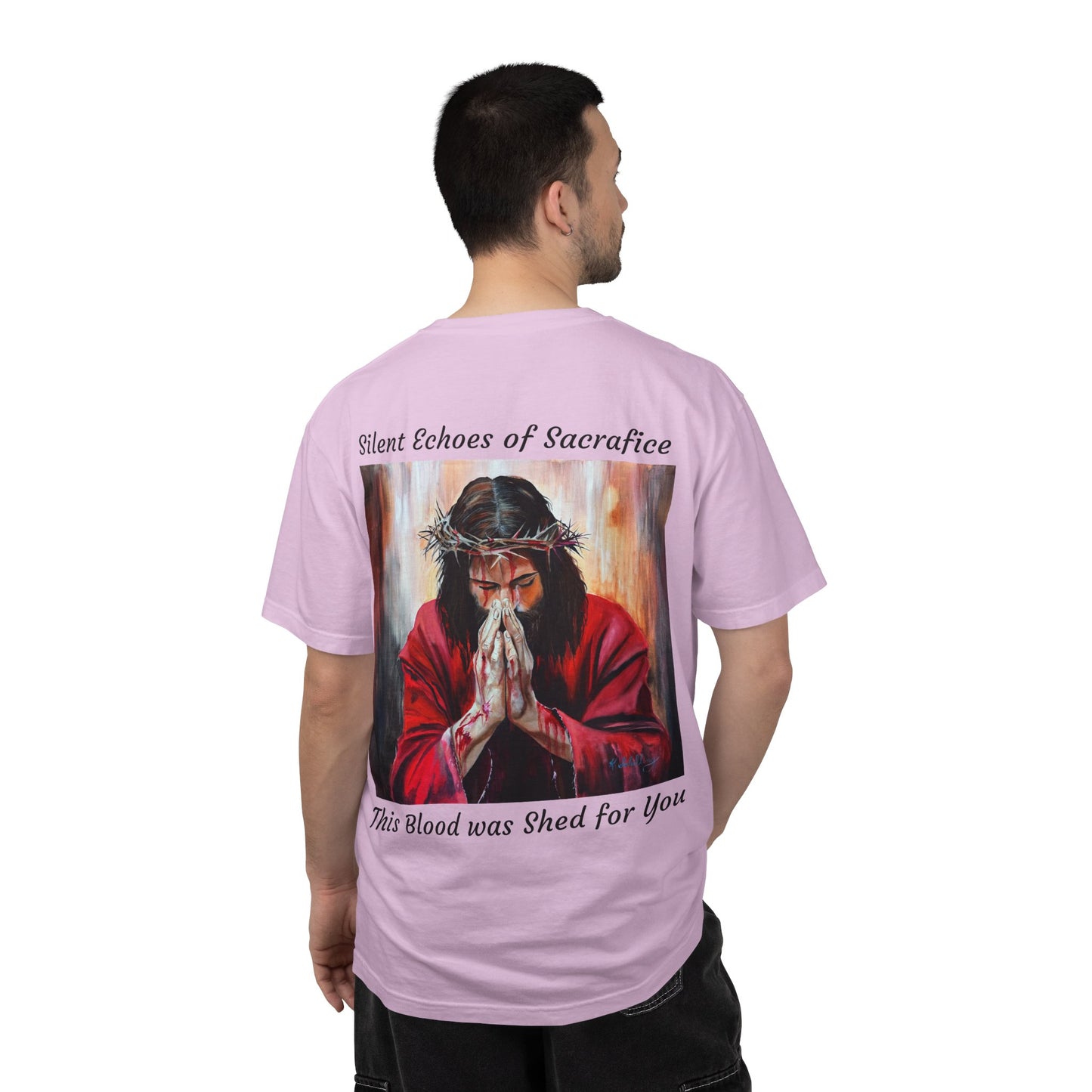 Jesus Prayer T-Shirt — "Silent Echos of Sacrafice: Blood Shed for You" Christian Graphic Tee