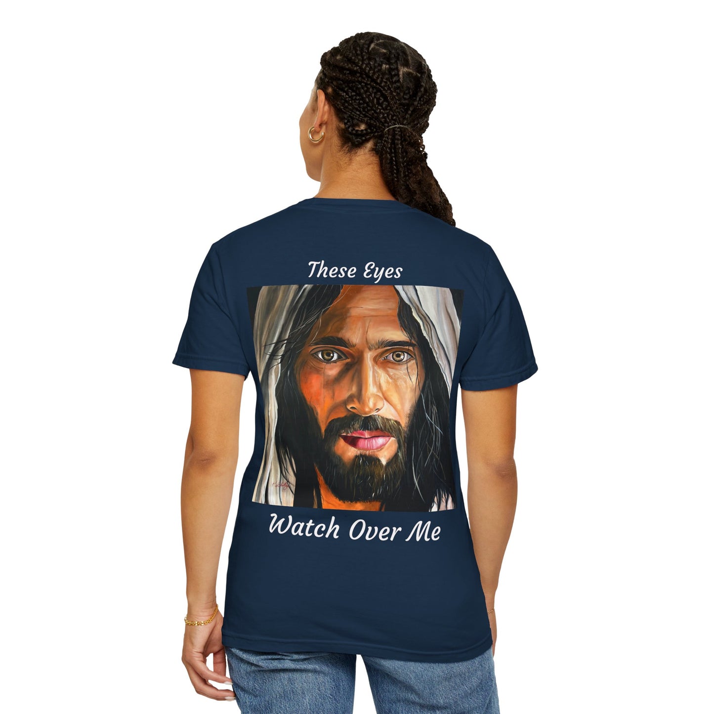 Jesus Portrait T-Shirt — "These Eyes Watch Over Me" Spiritual Graphic Tee