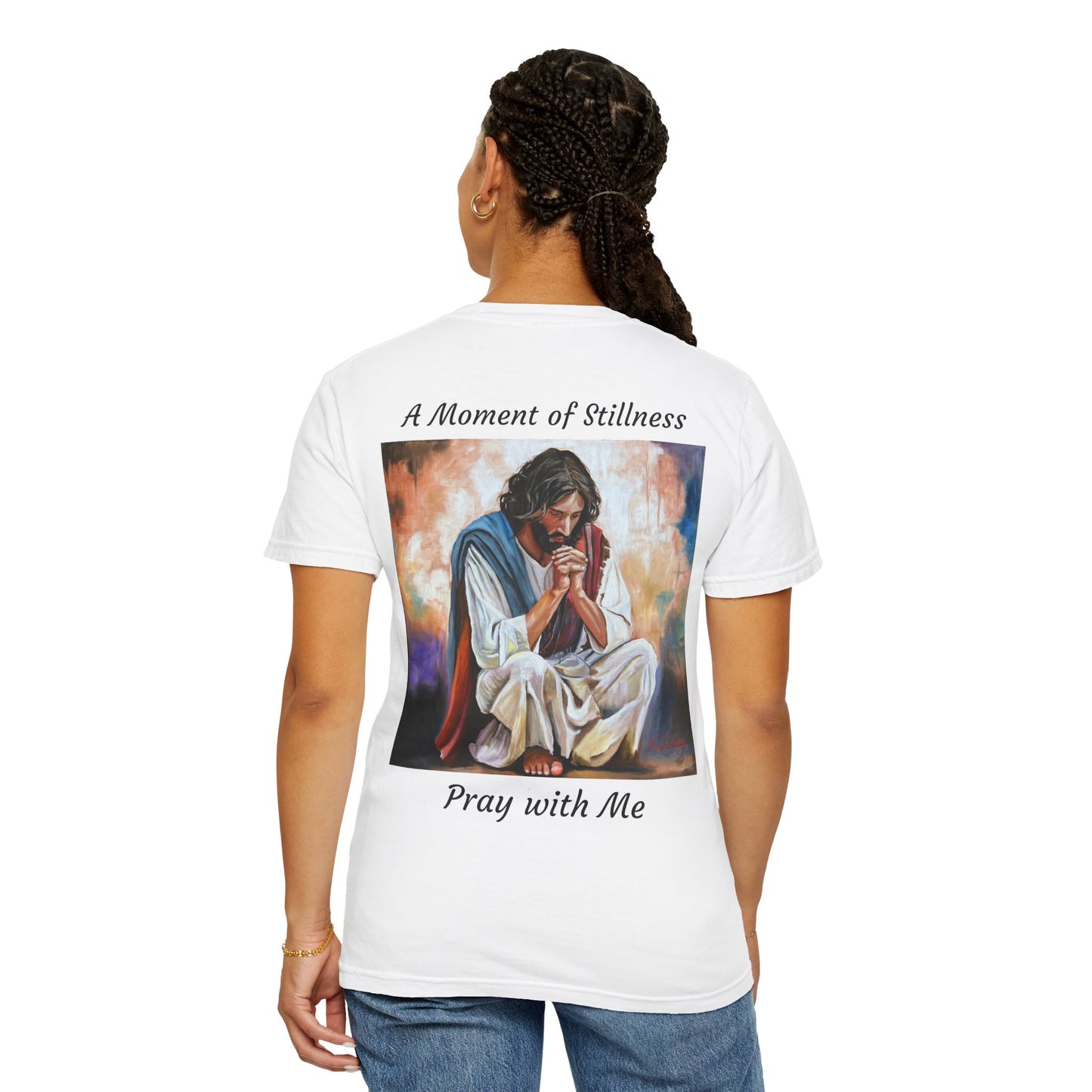 Christian Prayer T-Shirt — "A Moment of Stillness" Religious Graphic Tee
