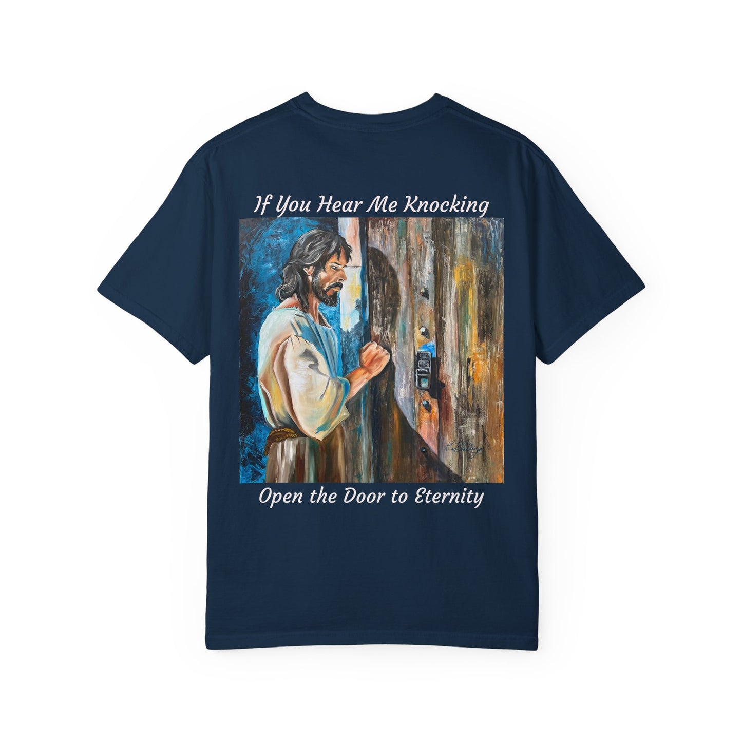 Religious T-Shirt — “If You Hear Me Knocking / Open the Door to Eternity” Christian Tee