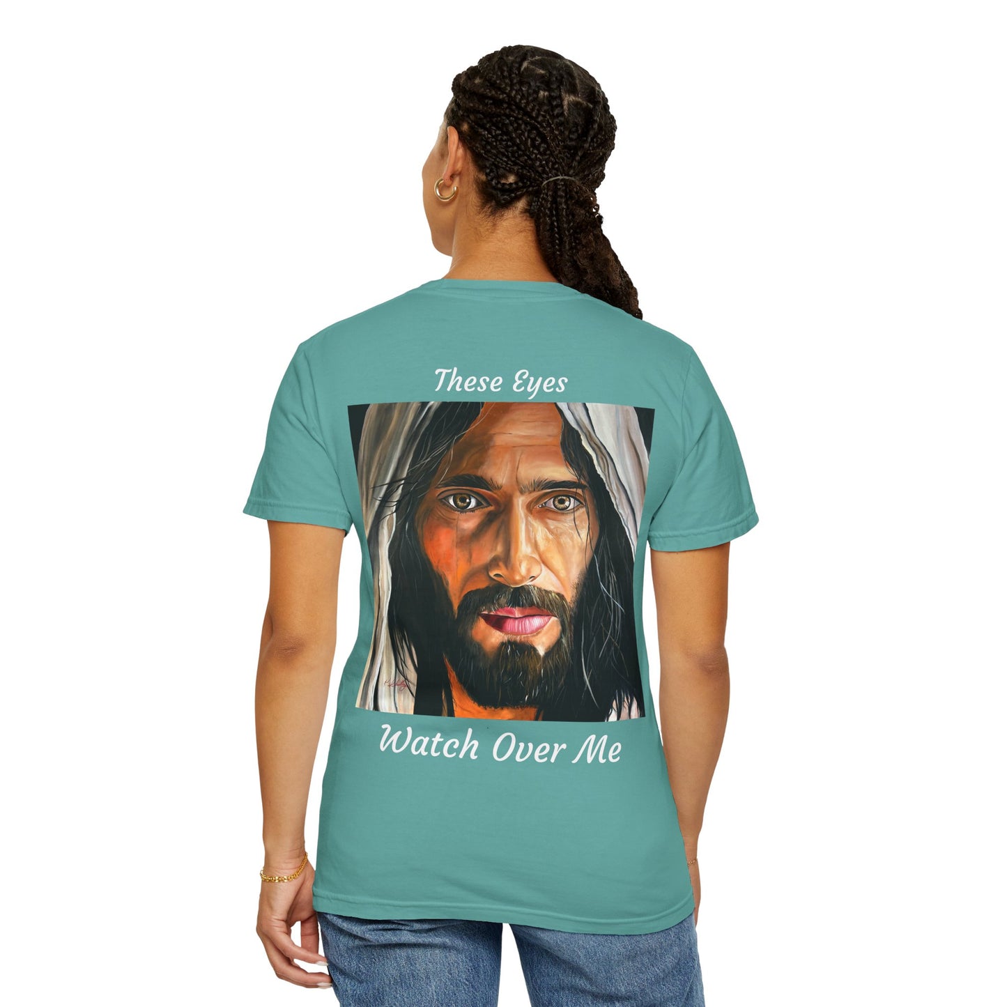 Jesus Portrait T-Shirt — "These Eyes Watch Over Me" Spiritual Graphic Tee