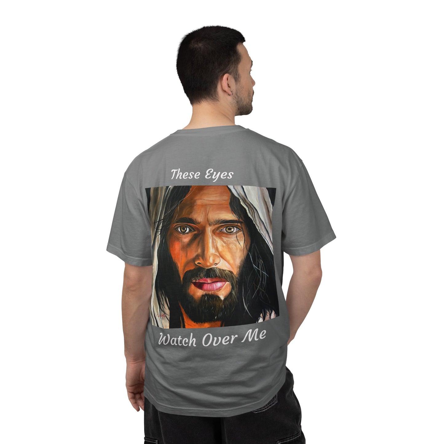 Jesus Portrait T-Shirt — "These Eyes Watch Over Me" Spiritual Graphic Tee