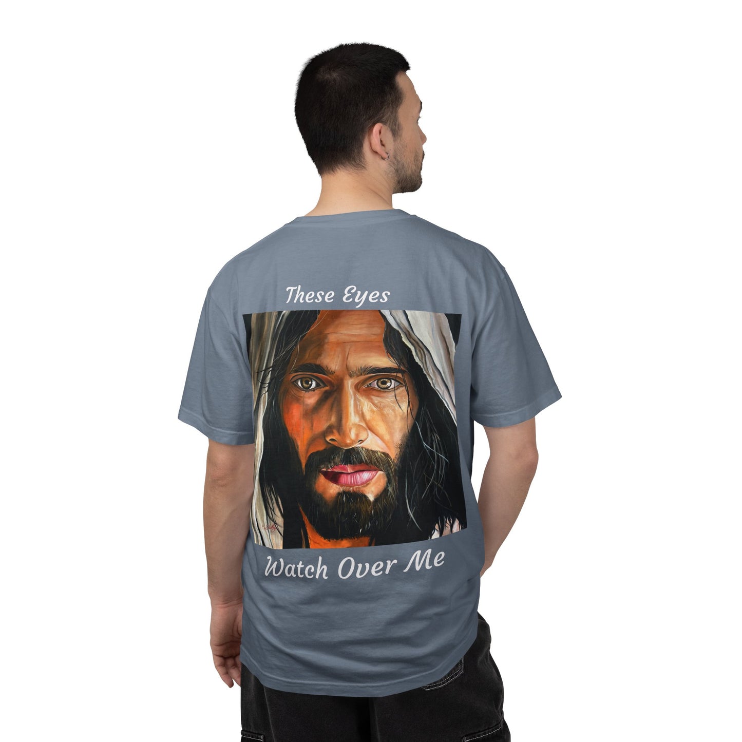 Jesus Portrait T-Shirt — "These Eyes Watch Over Me" Spiritual Graphic Tee