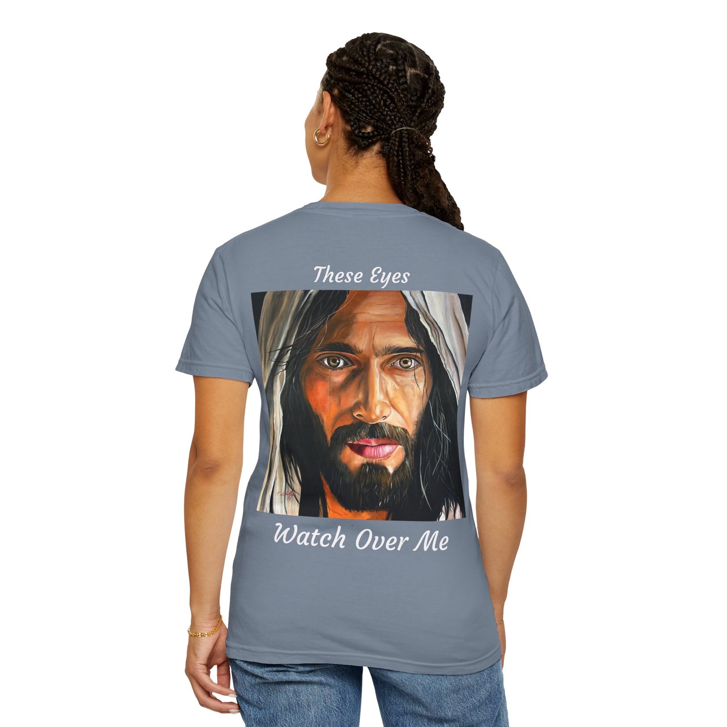 Jesus Portrait T-Shirt — "These Eyes Watch Over Me" Spiritual Graphic Tee
