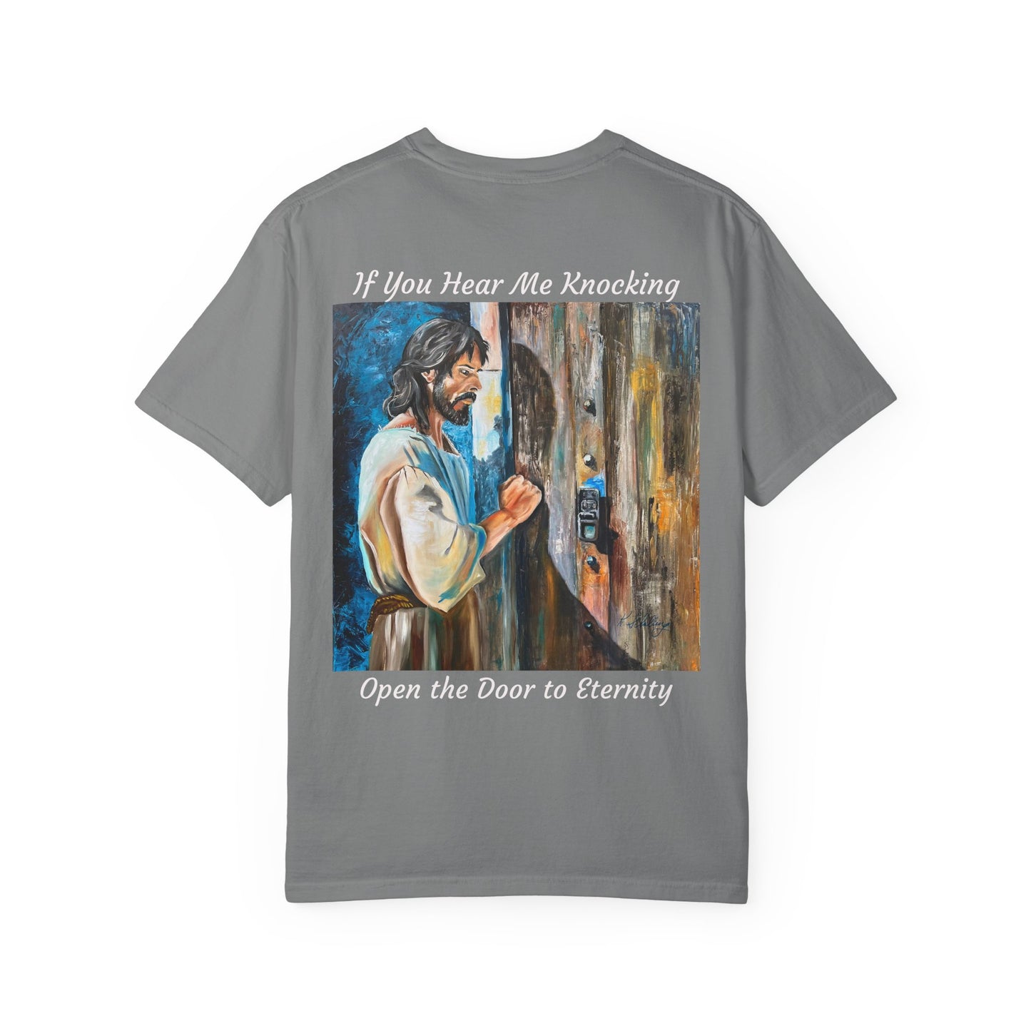 Religious T-Shirt — “If You Hear Me Knocking / Open the Door to Eternity” Christian Tee