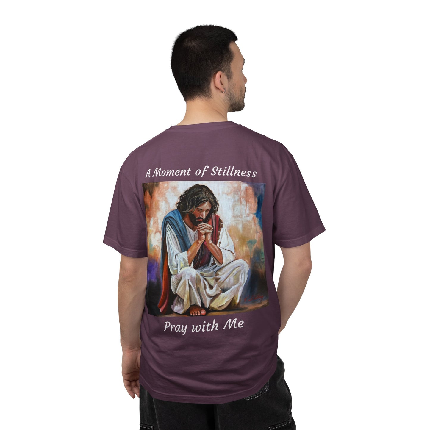 Christian Prayer T-Shirt — "A Moment of Stillness" Religious Graphic Tee