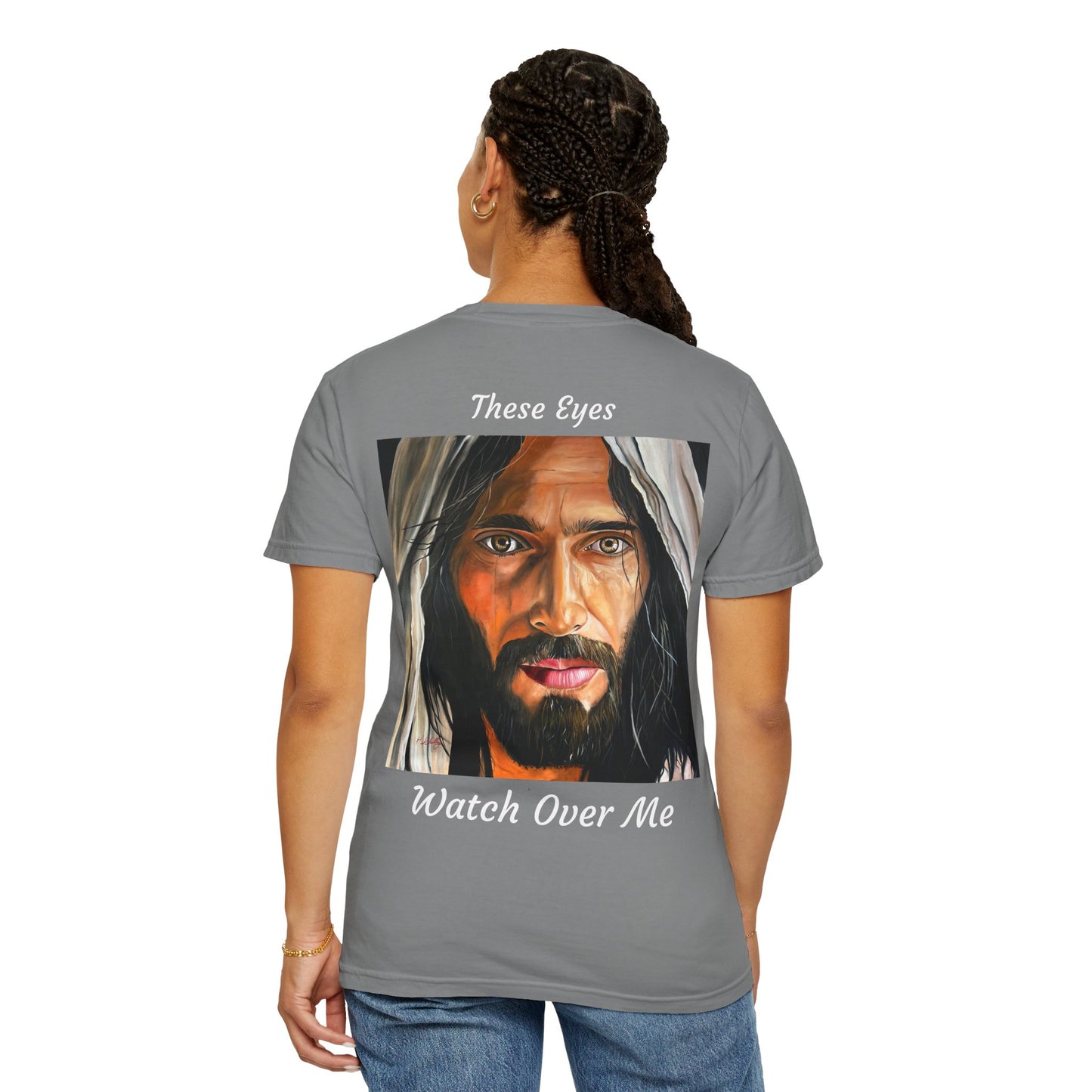 Jesus Portrait T-Shirt — "These Eyes Watch Over Me" Spiritual Graphic Tee