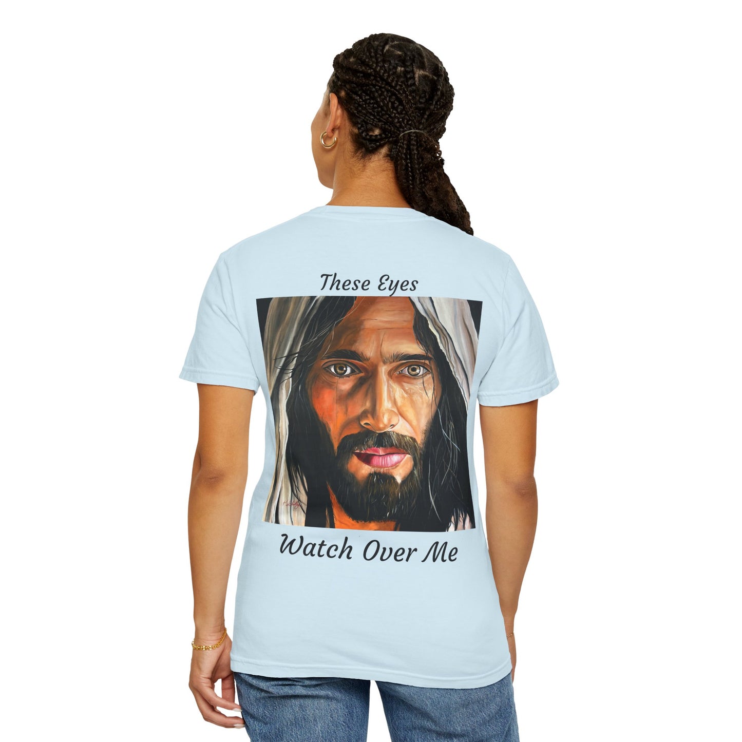 Jesus Portrait T-Shirt — "These Eyes Watch Over Me" Spiritual Graphic Tee