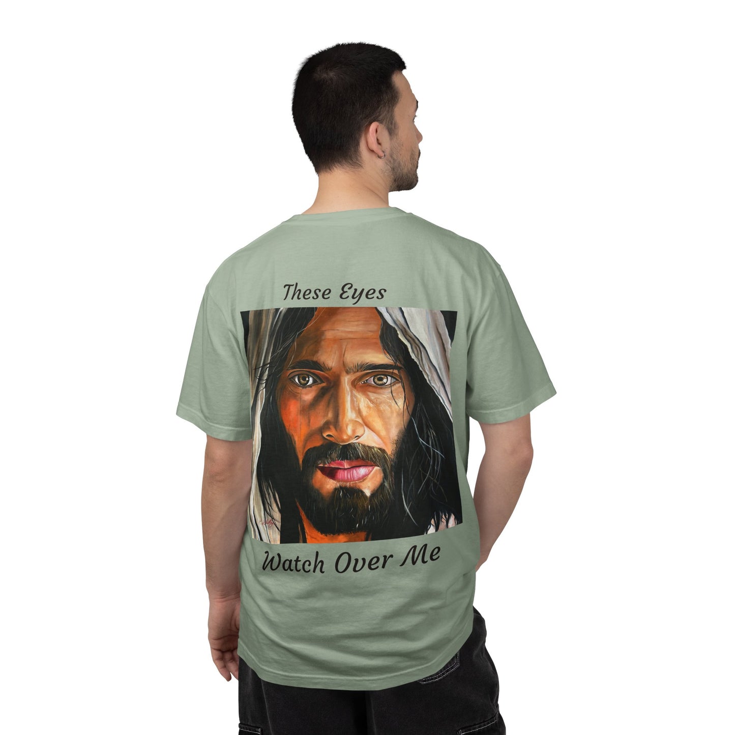 Jesus Portrait T-Shirt — "These Eyes Watch Over Me" Spiritual Graphic Tee