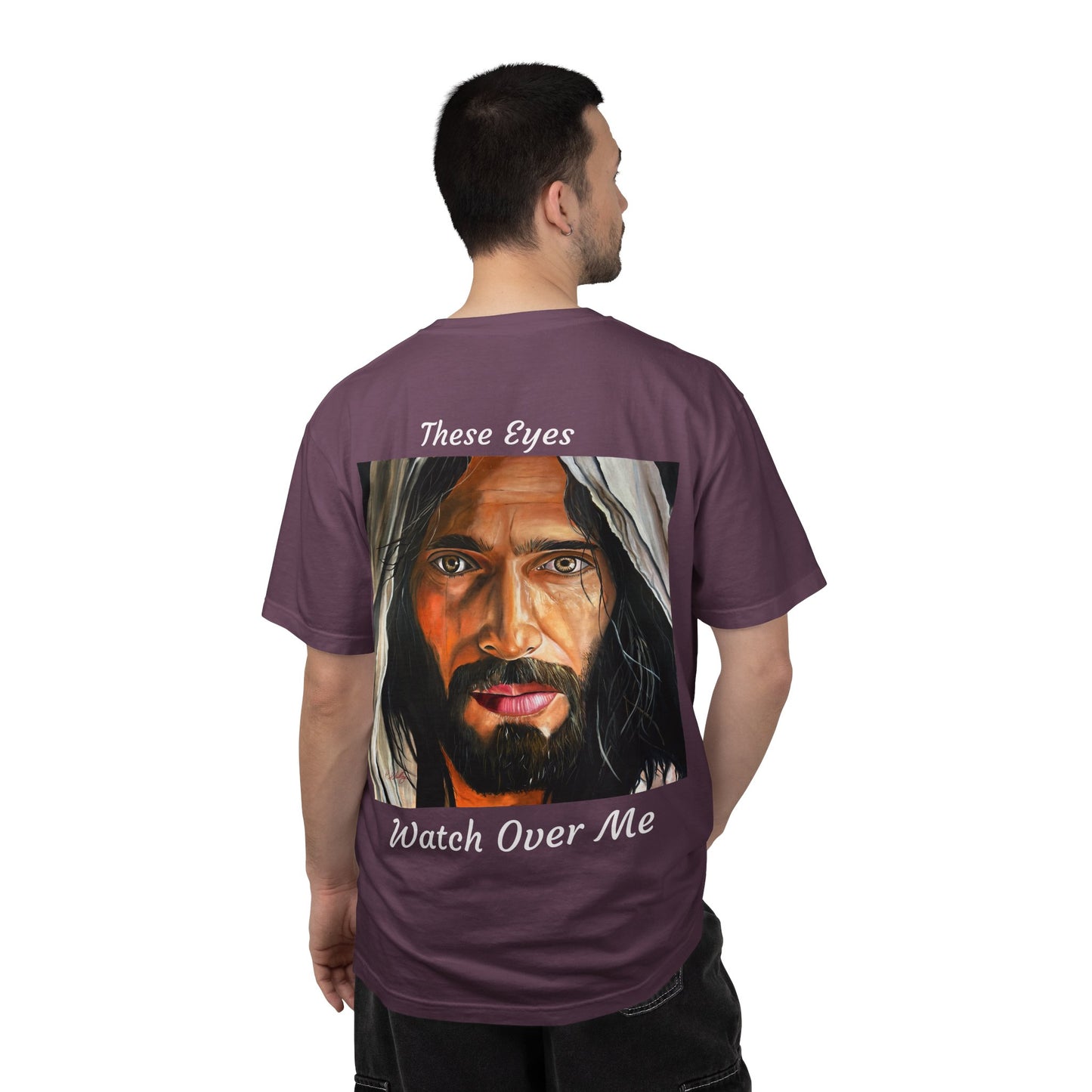 Jesus Portrait T-Shirt — "These Eyes Watch Over Me" Spiritual Graphic Tee