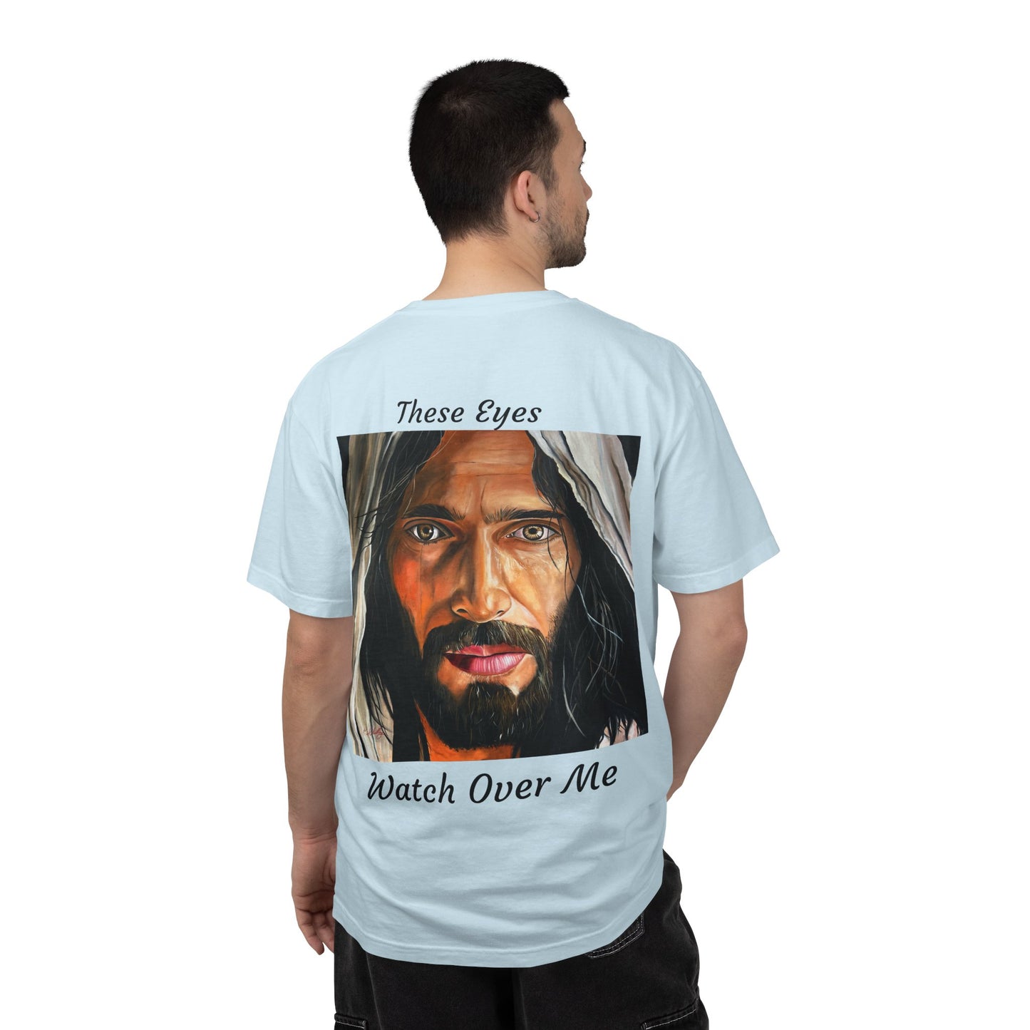 Jesus Portrait T-Shirt — "These Eyes Watch Over Me" Spiritual Graphic Tee
