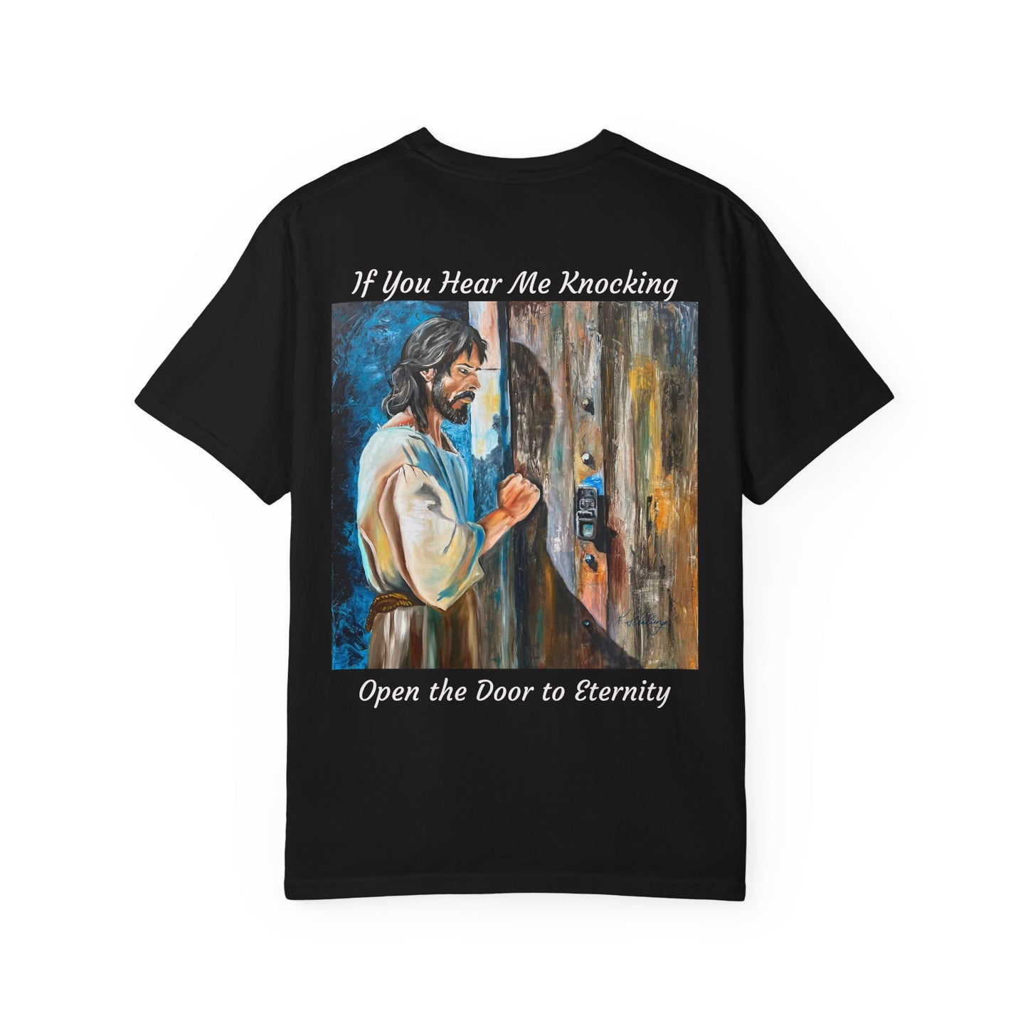 Religious T-Shirt — “If You Hear Me Knocking / Open the Door to Eternity” Christian Tee