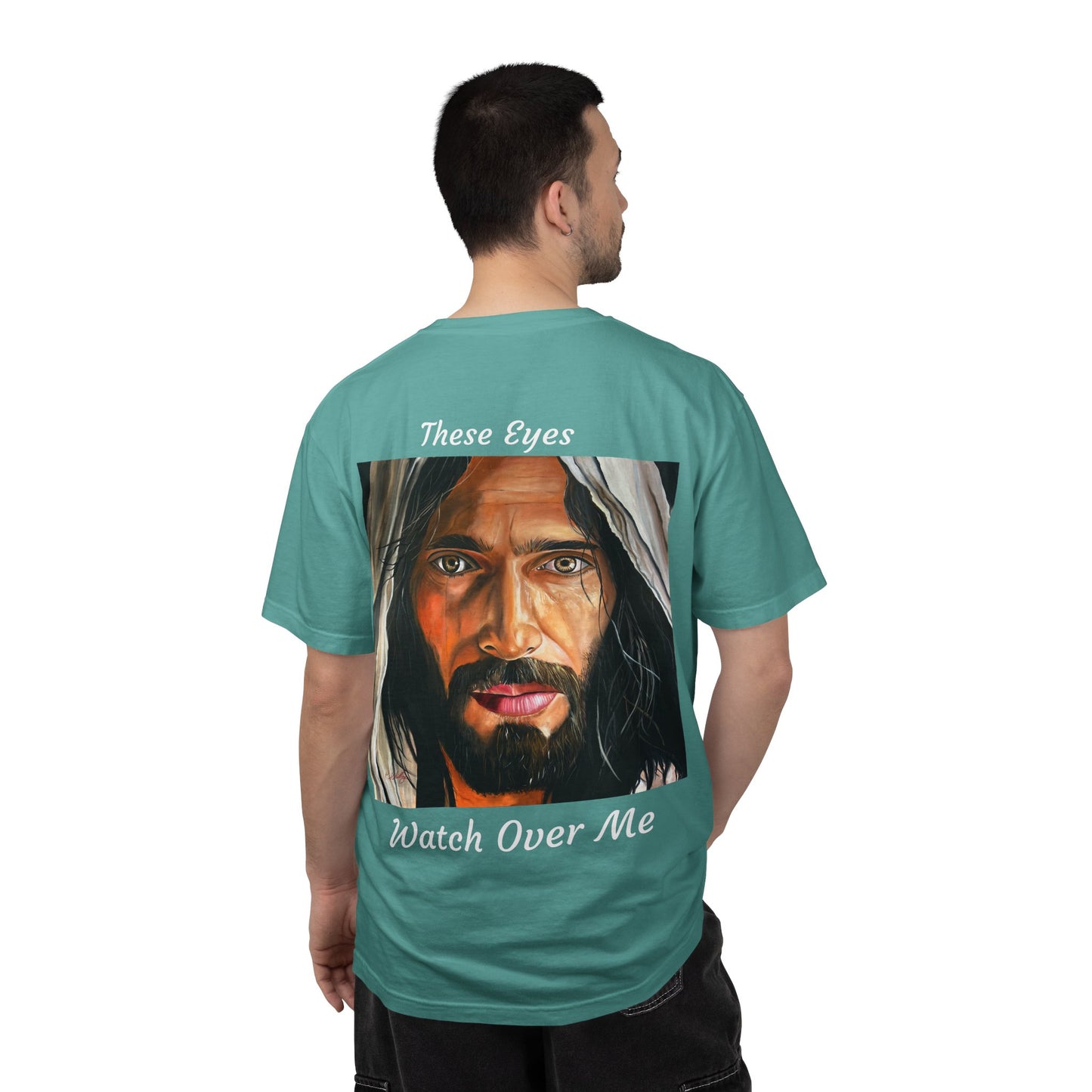 Jesus Portrait T-Shirt — "These Eyes Watch Over Me" Spiritual Graphic Tee