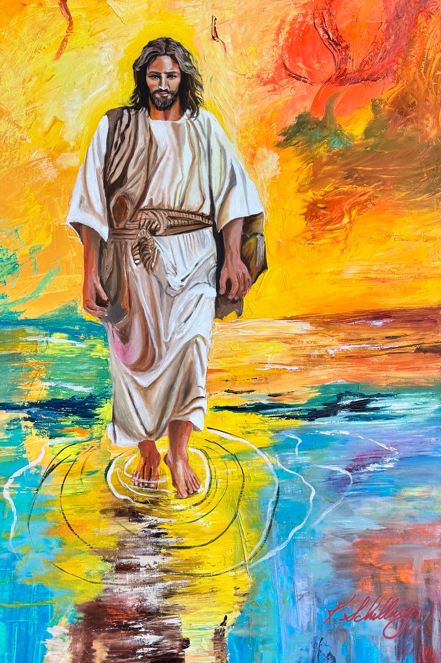 The Messiah's Sacred Walk, 12" x 8" Acrylic Block