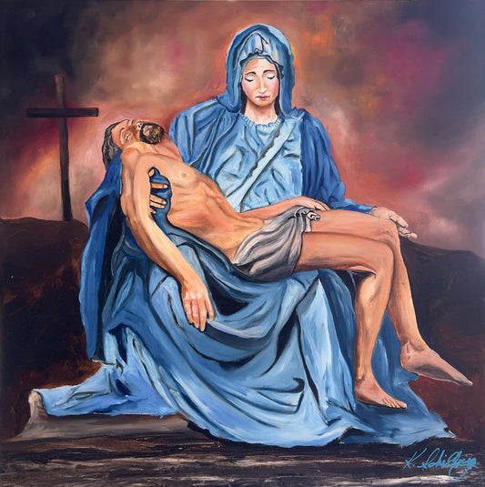 Modern Pieta: A Mother's Grief Pearlescent Print