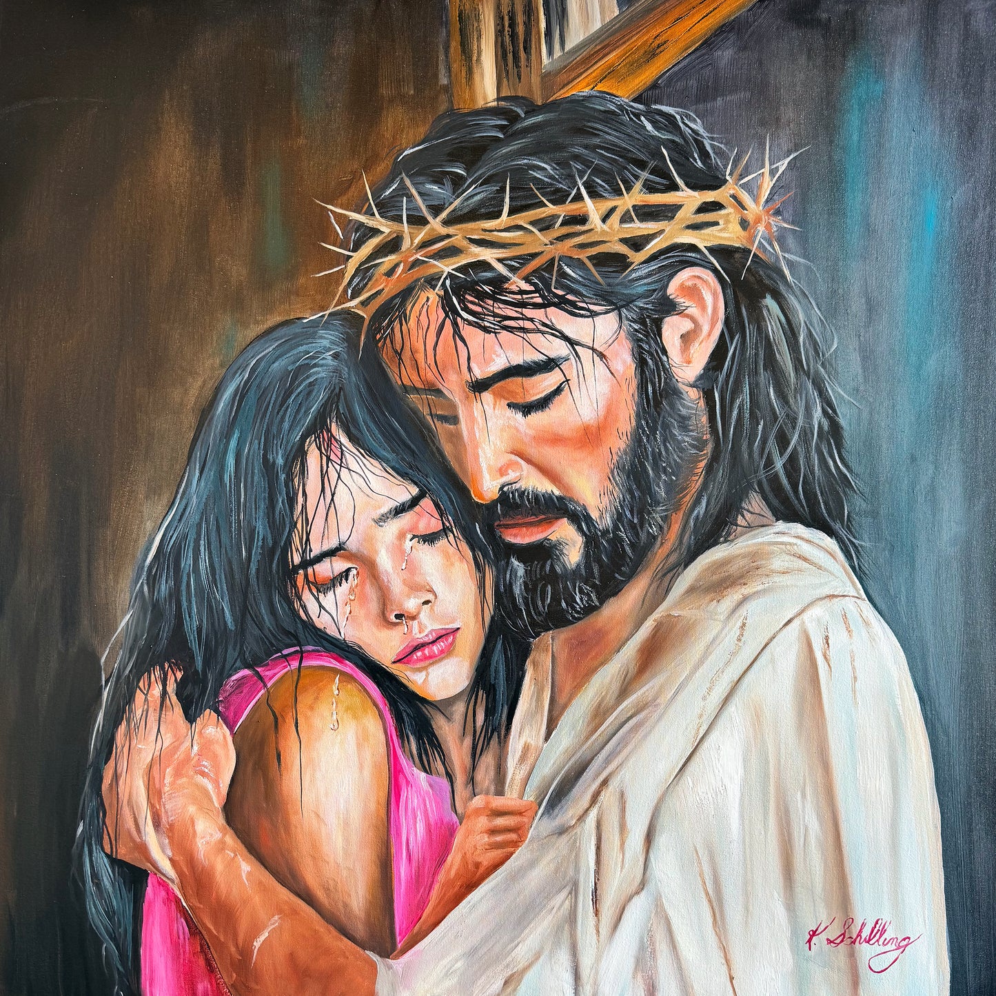 Jesus's Tender Embrace, Acrylic Blocks