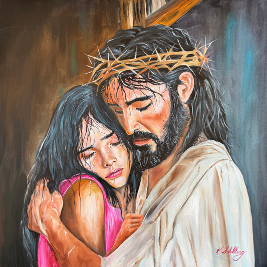 Jesus's Tender Embrace: Pearlescent Print
