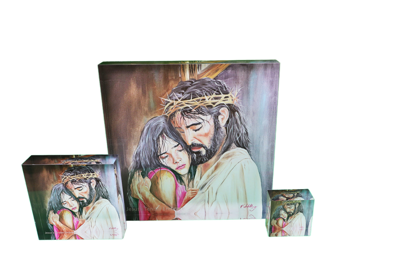Jesus's Tender Embrace, Acrylic Blocks